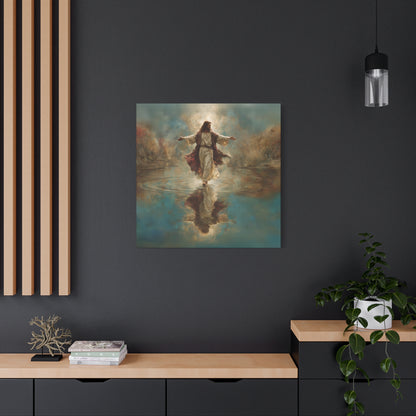Jesus Walking on Water - Canvas & Poster Prints, Spiritual Wall Decor, Divine Light Modern Canvas Art, Religious Decor, Faith-Based Art, Christian Gift