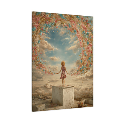 Little Girl with Flowers Art - Canvas & Poster Print, Kids Room Wall Art, Girls' Room, Children's room Decor, Baby Girl Gift, Dreamy Decor
