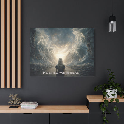 Moses Parting Red Sea Artwork - Canvas & Poster Print, Motivational Christian Art, Religious Decor, Spiritual Wall Art, Modern Christian Home Decor, Faith-Based Gift
