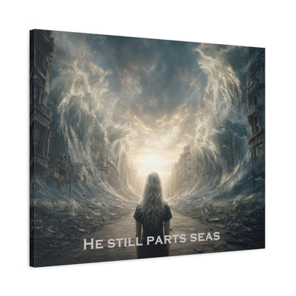 Moses Parting Red Sea Artwork - Canvas & Poster Print, Motivational Christian Art, Religious Decor, Spiritual Wall Art, Modern Christian Home Decor, Faith-Based Gift