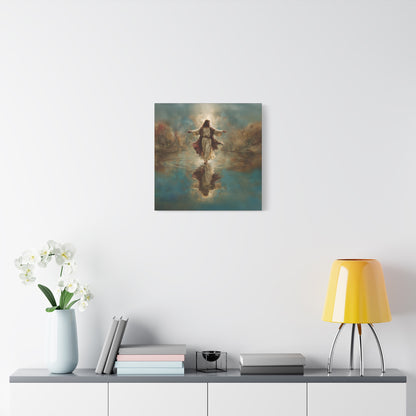 Jesus Walking on Water - Canvas & Poster Prints, Spiritual Wall Decor, Divine Light Modern Canvas Art, Religious Decor, Faith-Based Art, Christian Gift