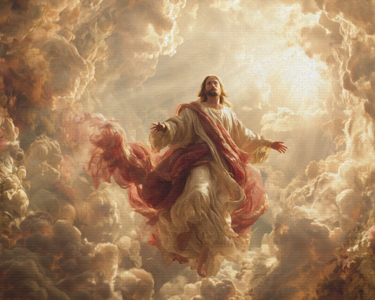 Power of Jesus Heavenly Art - Canvas & Poster, Jesus Descends in Clouds, Spiritual Wall Decor, Religious Home Decor, Faith-Based Art
