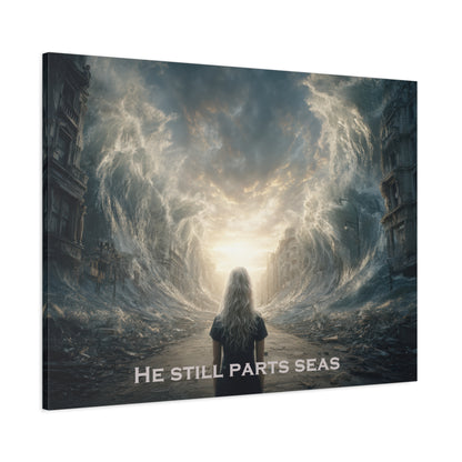 Moses Parting Red Sea Artwork - Canvas & Poster Print, Motivational Christian Art, Religious Decor, Spiritual Wall Art, Modern Christian Home Decor, Faith-Based Gift