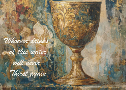 Bible Quote Art Print- Canvas and Poster, Jesus Chalice, Spiritual Home Decor, Faith-based artwork, Christian gift