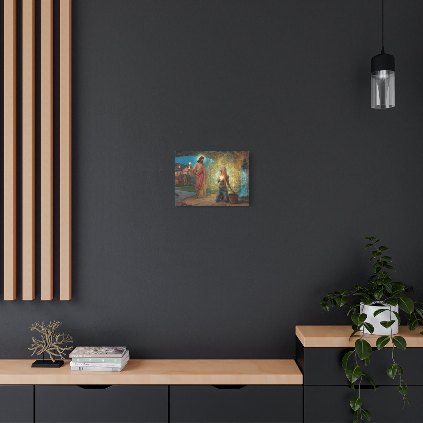 Samaritan Women at the Well with Jesus - Canvas & Poster Prints, Spiritual Wall Decor, Modern Jesus Canvas Art, Religious Decor, Faith-Based Art, Christian Gift