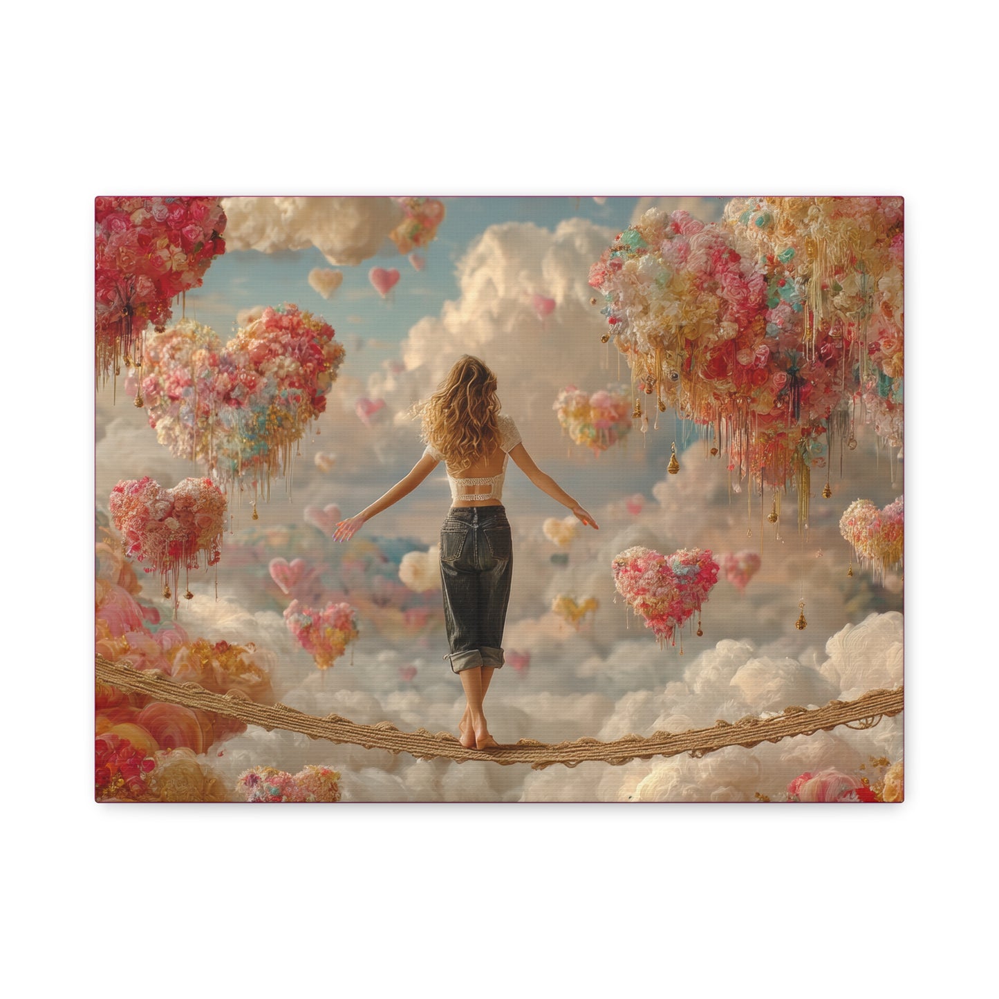 Heart-themed Artwork - Canvas & Poster Prints, Dreamy Heart Cloud Landscape, Whimsical Nursery Decor, Kids Room Wall Art, Girls' Room Art, Baby Girl Gift