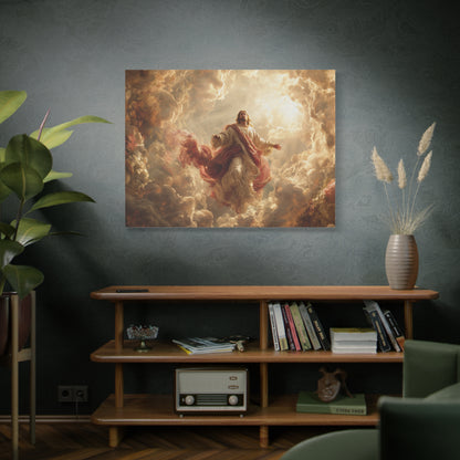 Power of Jesus Heavenly Art - Canvas & Poster, Jesus Descends in Clouds, Spiritual Wall Decor, Religious Home Decor, Faith-Based Art
