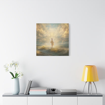 Jesus Walking on Water - Canvas & Poster Print, Spiritual Wall Decor, Divine Light Modern Canvas Art, Religious Decor, Faith-Based Art, Christian Gift