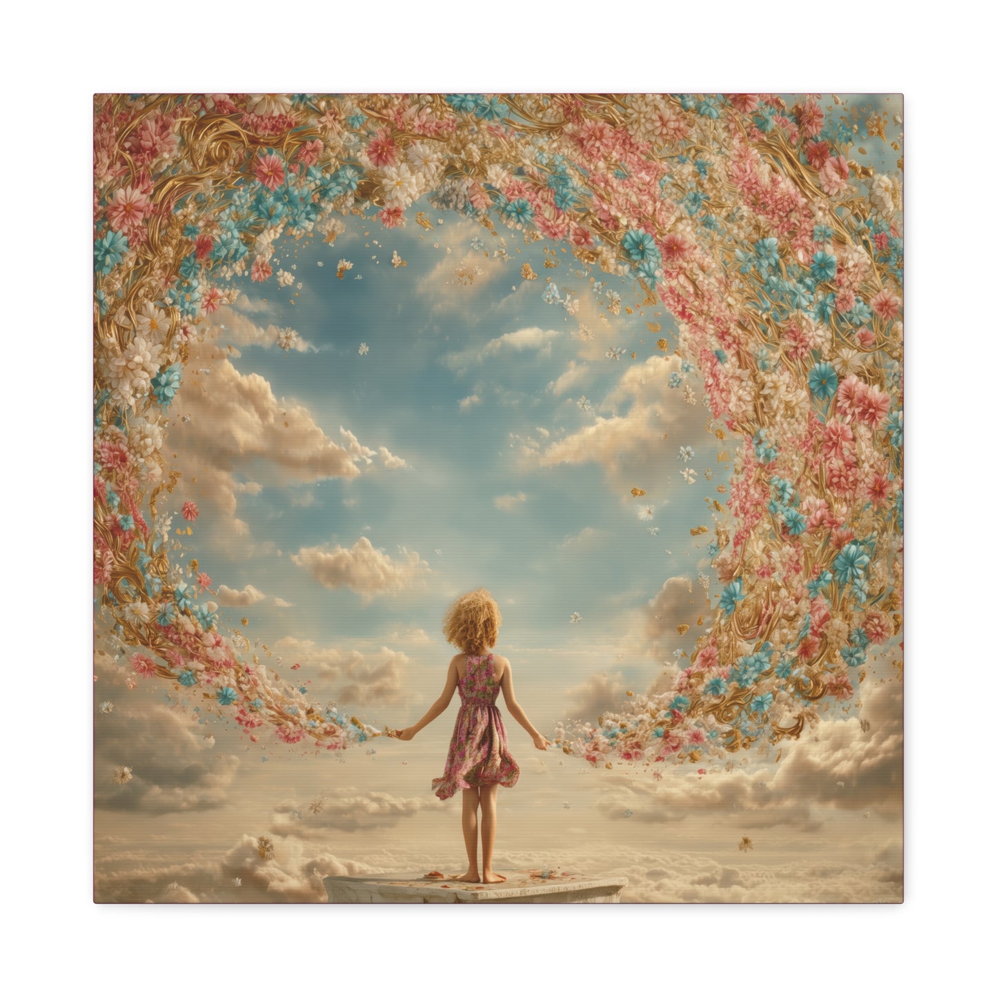 Little Girl with Flowers Art - Canvas & Poster Print, Kids Room Wall Art, Girls' Room, Children's room Decor, Baby Girl Gift, Dreamy Decor