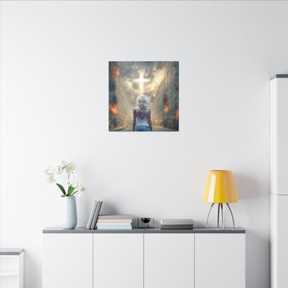 Walking through Hell for Love - Wall Art -Canvas and Poster Print, Christian Home Decor, Christian Art, Spiritual Gift, Modern Artwork