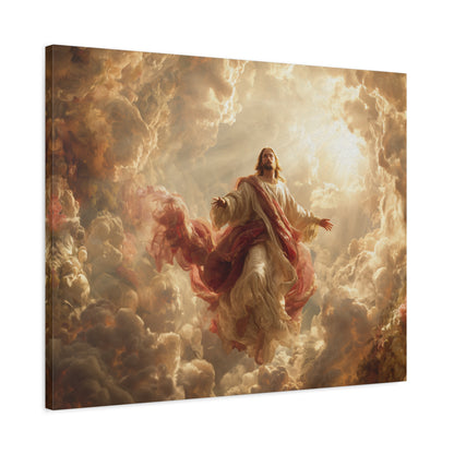 Power of Jesus Heavenly Art - Canvas & Poster, Jesus Descends in Clouds, Spiritual Wall Decor, Religious Home Decor, Faith-Based Art