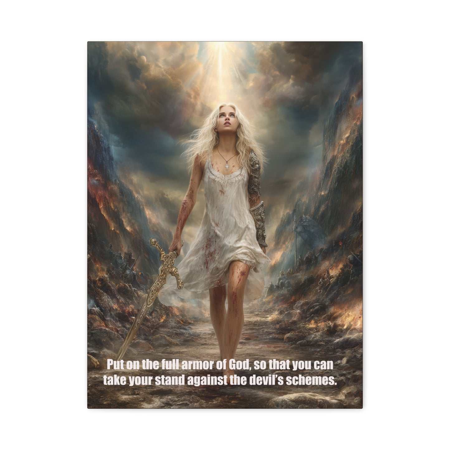 God Armor Quote Art - Canvas & Poster, Bible Quote Canvas Wall Art, Spiritual Decor, Christian Artwork, Faith-Based Gift