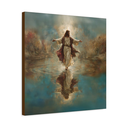 Jesus Walking on Water - Canvas & Poster Prints, Spiritual Wall Decor, Divine Light Modern Canvas Art, Religious Decor, Faith-Based Art, Christian Gift
