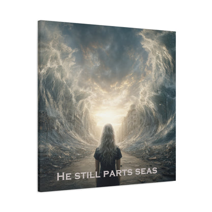Moses Parting Red Sea Artwork - Canvas & Poster Print, Motivational Christian Art, Religious Decor, Spiritual Wall Art, Modern Christian Home Decor, Faith-Based Gift
