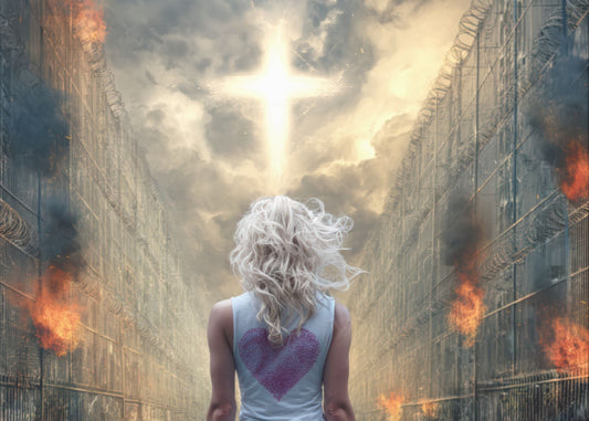 Walking through Hell for Love - Wall Art -Canvas and Poster Print, Christian Home Decor, Christian Art, Spiritual Gift, Modern Artwork