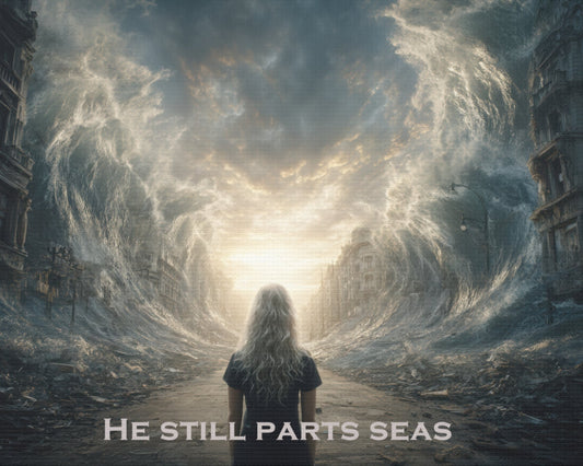 Moses Parting Red Sea Artwork - Canvas & Poster Print, Motivational Christian Art, Religious Decor, Spiritual Wall Art, Modern Christian Home Decor, Faith-Based Gift