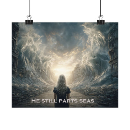 Moses Parting Red Sea Artwork - Canvas & Poster Print, Motivational Christian Art, Religious Decor, Spiritual Wall Art, Modern Christian Home Decor, Faith-Based Gift